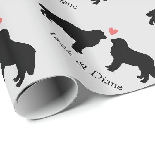 Bernese Mountain Dogs Wedding met aangepaste tekst Cadeaupapier (Rol Hoek)