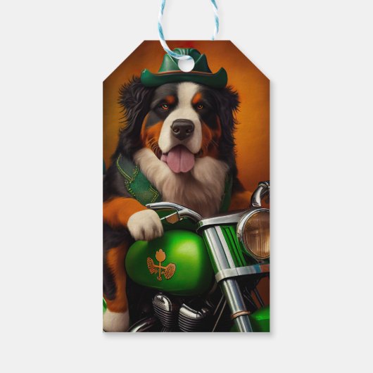 Bernese Mountain Driving Bike St. Patrick's Day Cadeaulabel (Achterkant)