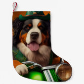 Bernese Mountain Driving Bike St. Patrick's Day Kleine Kerstsok (Voorkant)