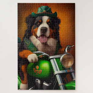 Bernese Mountain Driving Bike St. Patrick's Day Legpuzzel