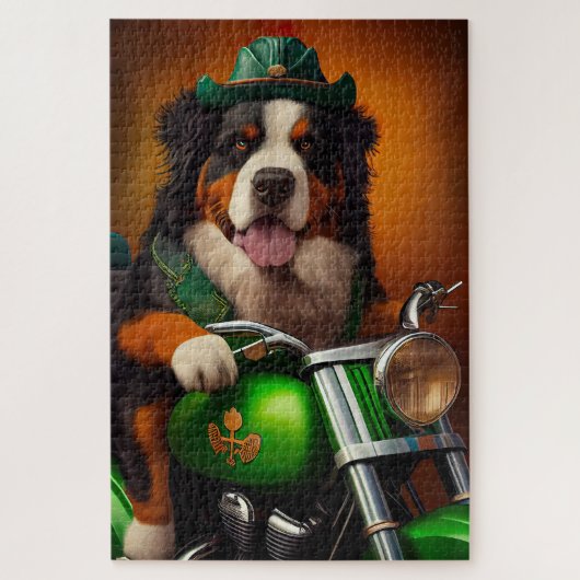 Bernese Mountain Driving Bike St. Patrick's Day Legpuzzel (Verticaal)