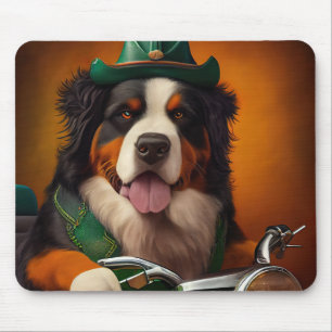 Bernese Mountain Driving Bike St. Patrick's Day Muismat