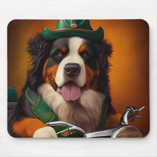 Bernese Mountain Driving Bike St. Patrick's Day Muismat (Voorkant)