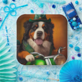 Bernese Mountain Driving Bike St. Patrick's Day Papieren Bordje (Feest)