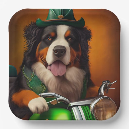 Bernese Mountain Driving Bike St. Patrick's Day Papieren Bordje (Voorkant)