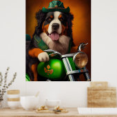 Bernese Mountain Driving Bike St. Patrick's Day Poster (Keuken)