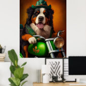 Bernese Mountain Driving Bike St. Patrick's Day Poster (Thuiskantoor)