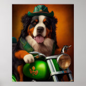 Bernese Mountain Driving Bike St. Patrick's Day Poster (Voorkant)