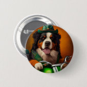 Bernese Mountain Driving Bike St. Patrick's Day Ronde Button 5,7 Cm (Voorkant /achterkant)