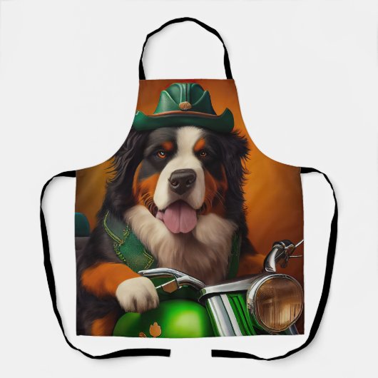 Bernese Mountain Driving Bike St. Patrick's Day Schort (Voorkant)