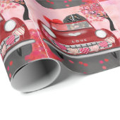 Bernese Mountain Driving Car met harten Valentijn Cadeaupapier (Rol Hoek)