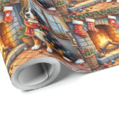 Bernese Mountain Fireplace with Christmas Lights Cadeaupapier (Rol Hoek)