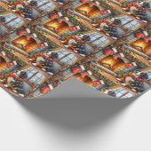 Bernese Mountain Fireplace with Christmas Lights Cadeaupapier (Hoek)