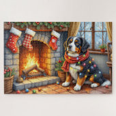 Bernese Mountain Fireplace with Christmas Lights Legpuzzel (Horizontaal)