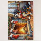 Bernese Mountain Fireplace with Christmas Lights Legpuzzel (Verticaal)
