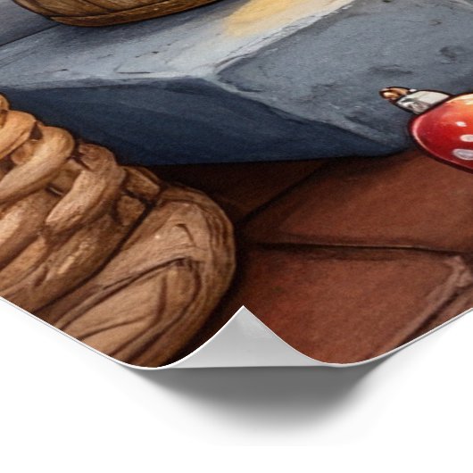 Bernese Mountain Fireplace with Christmas Lights Poster (Hoek)