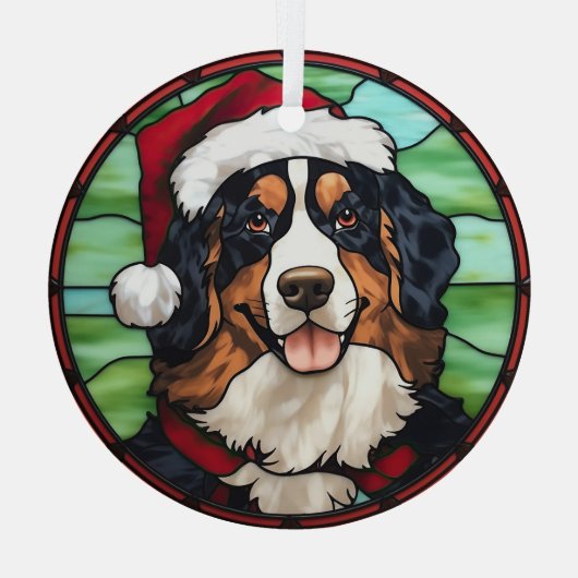 Bernese Mountain Glas in lood Kerst Glas Ornament (Achterkant)