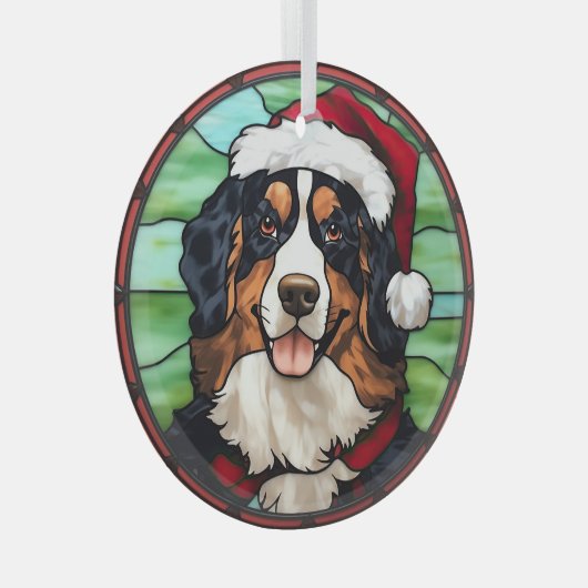 Bernese Mountain Glas in lood Kerst Glas Ornament (Voorkant Rechts)