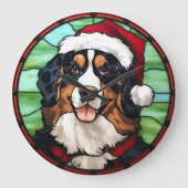 Bernese Mountain Glas in lood Kerst Grote Klok (Voorkant)