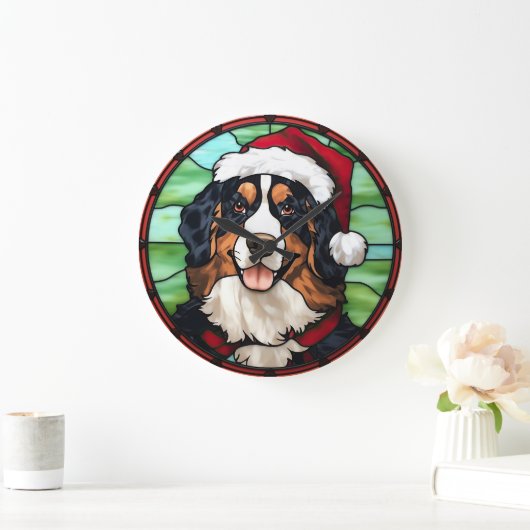 Bernese Mountain Glas in lood Kerst Grote Klok (Huis)
