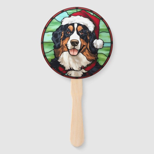 Bernese Mountain Glas in lood Kerst Handwaaier (Voorkant)