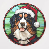 Bernese Mountain Glas in lood Kerst Labels (Design 2)