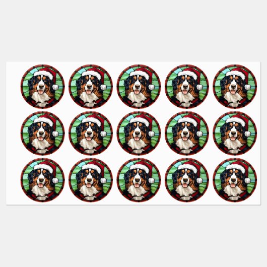 Bernese Mountain Glas in lood Kerst Labels (Vel)