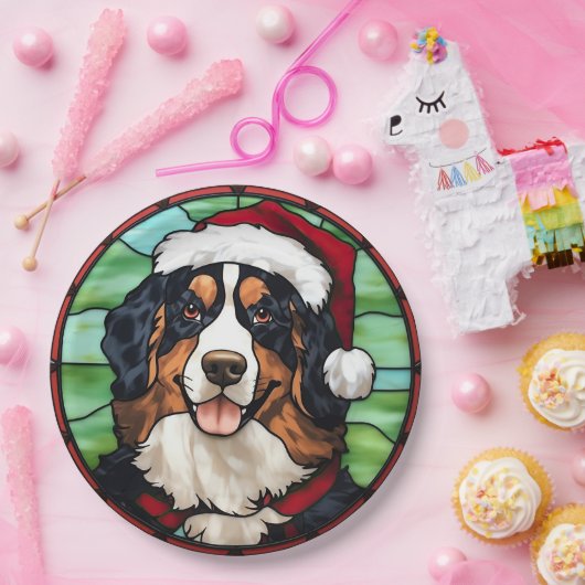 Bernese Mountain Glas in lood Kerst Papieren Bordje (Feest)