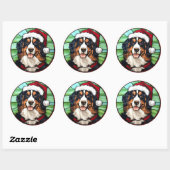 Bernese Mountain Glas in lood Kerst Ronde Sticker (Vel)