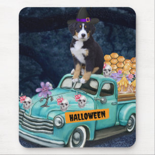 Bernese Mountain Halloween Truck Scary Night Muismat