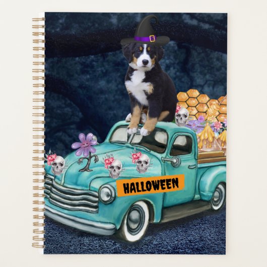 Bernese Mountain Halloween Truck Scary Night Planner (Voorkant)