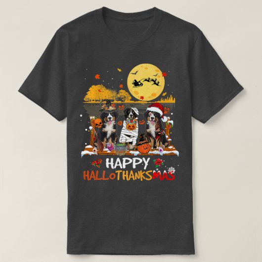 Bernese Mountain Happy Hanksmas Halloween Th T-shirt (Design voorkant)