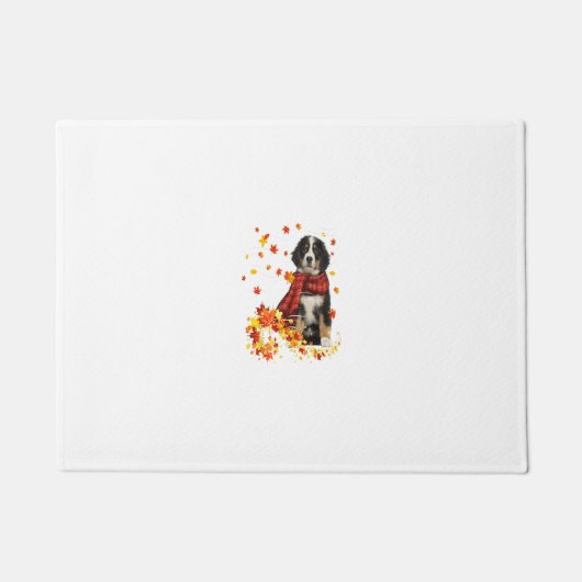 Bernese Mountain Herfst Red Scarf Autumn Leaf Gift Deurmat (Voorkant)
