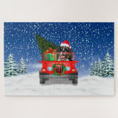 Bernese Mountain-hond met kerstcadeaus Legpuzzel (Horizontaal)