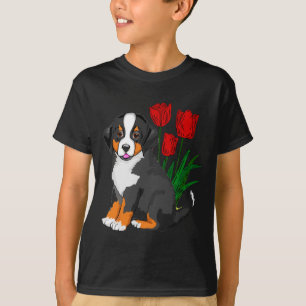 Bernese Mountain-hond met tulpen T-shirt