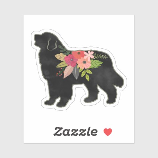Bernese Mountain Hondenras Boho Floral Silhouette Sticker (Vel)