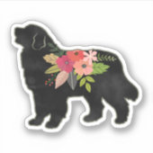 Bernese Mountain Hondenras Boho Floral Silhouette Sticker (Voorkant)