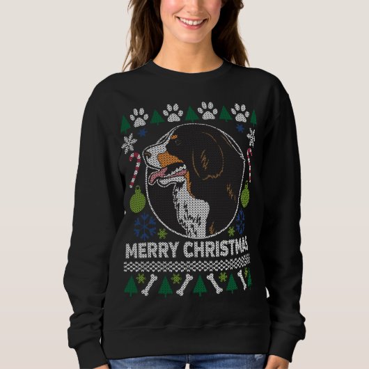 Bernese Mountain Hondenras Ugly KerstSweater Trui (Voorkant)