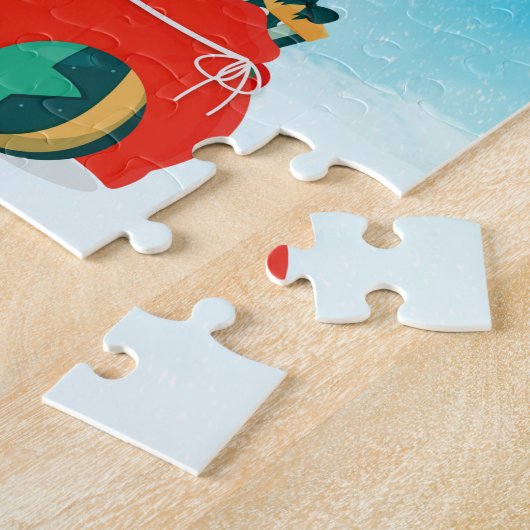 Bernese Mountain in sneeuw met kerstcadeaus Legpuzzel (Zijkant)