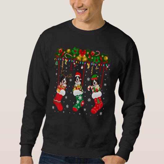Bernese Mountain in Sock Xmas Reindeer Santa Elf D Trui (Voorkant)