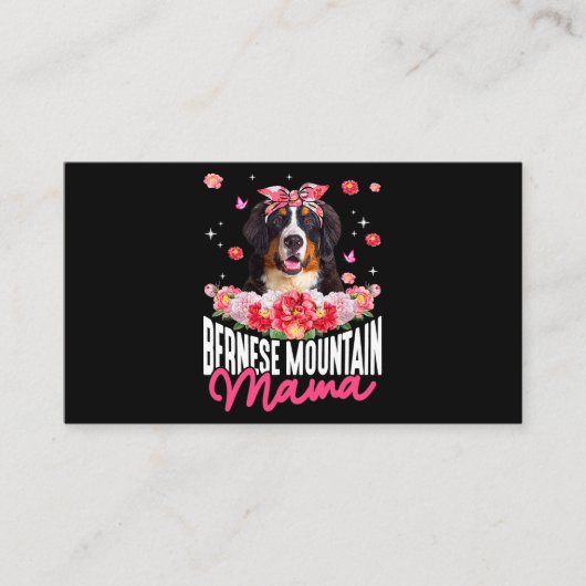 Bernese Mountain Mama Flower Bandana Hondenliefheb Visitekaartje (Voorkant)