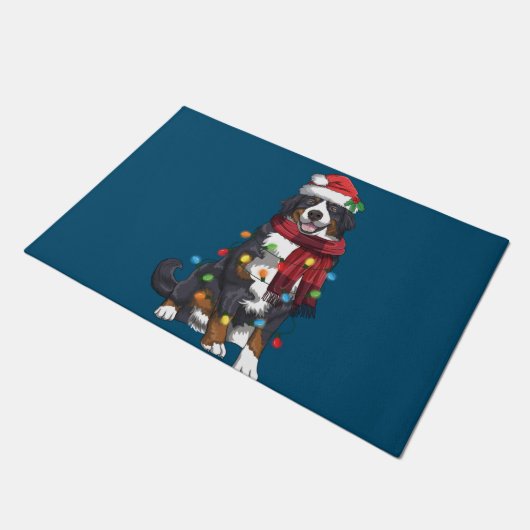 Bernese Mountain met kerstlicht Funny Dog Lover Deurmat (Schuin)