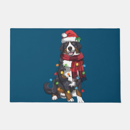 Bernese Mountain met kerstlicht Funny Dog Lover Deurmat (Voorkant)