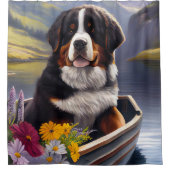 Bernese Mountain op een peddel: Een Schilderachtig Douchegordijn (Voorkant)