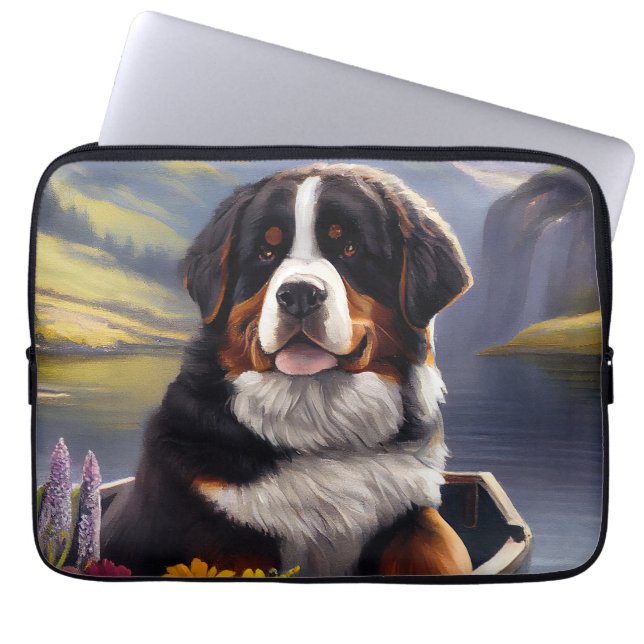 Bernese Mountain op een peddel: Een Schilderachtig Laptop Sleeve (Voorkant)