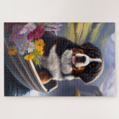 Bernese Mountain op een peddel: Een Schilderachtig Legpuzzel (Horizontaal)