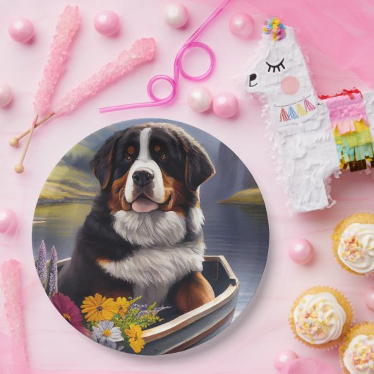 Bernese Mountain op een peddel: Een Schilderachtig Papieren Bordje (Feest)