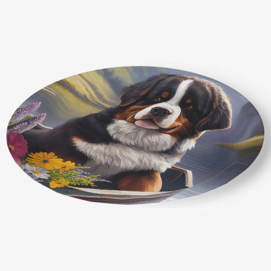 Bernese Mountain op een peddel: Een Schilderachtig Papieren Bordje (Gekanteld)