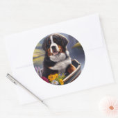 Bernese Mountain op een peddel: Een Schilderachtig Ronde Sticker (Envelop)