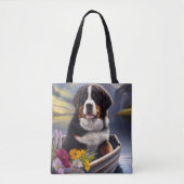 Bernese Mountain op een peddel: Een Schilderachtig Tote Bag (Voorkant)